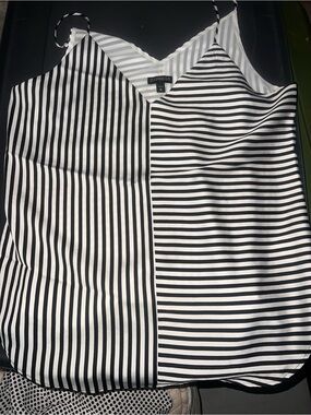 Express Black and White Vertical/Horizontal Striped Cami